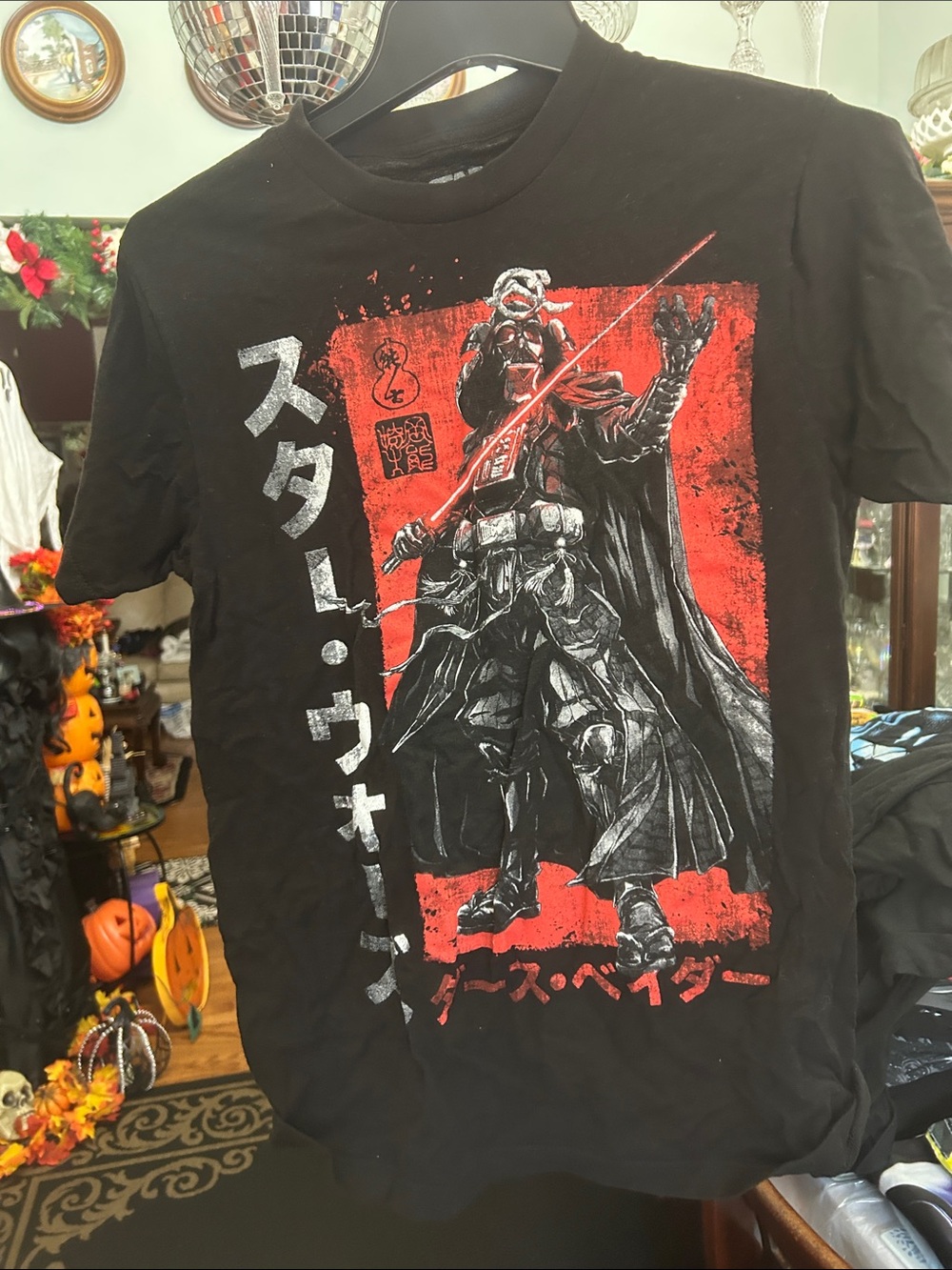 MAD Engine Black Short Sleeve Tee with Red and White Samurai Sith Graphic